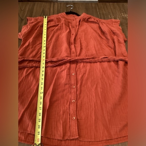 ARITZIA WILFRED free Tahoe copper red  organic cotton gauze Tie Mini dress S - Picture 7 of 11